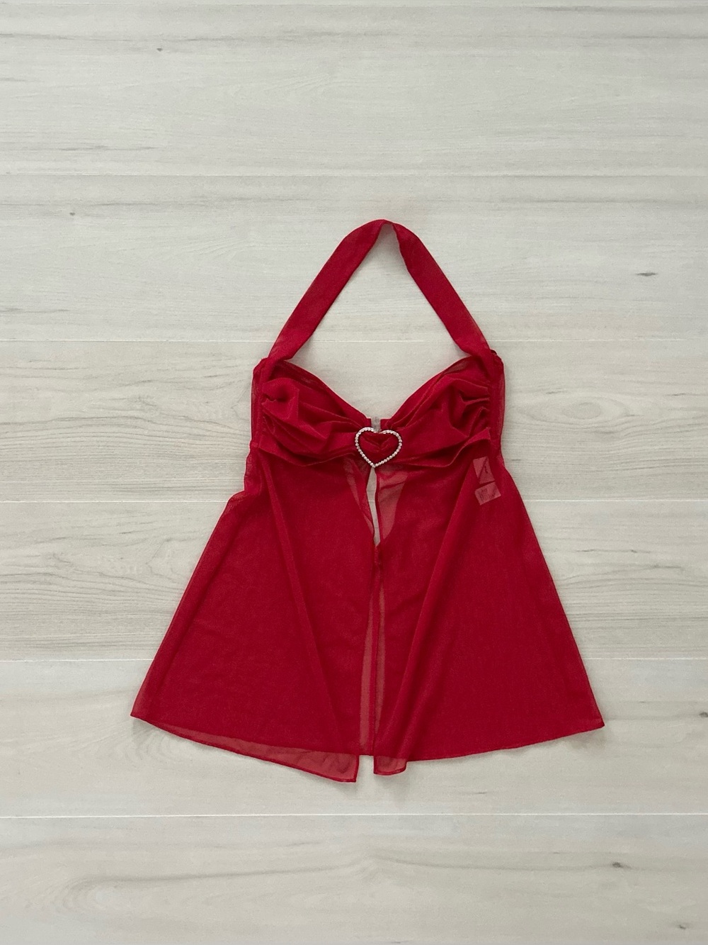 red fredericks of hollywood sheer heart halter